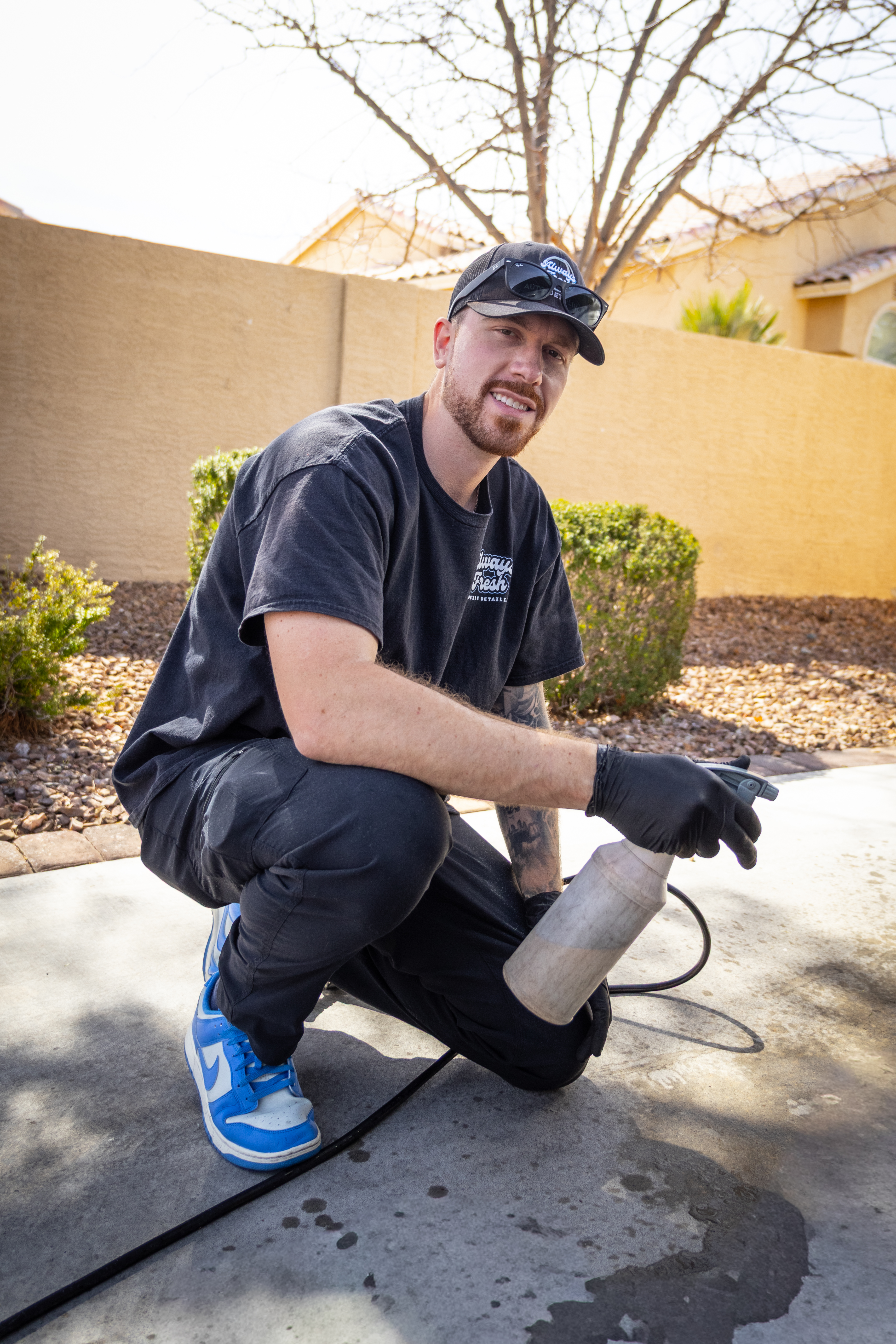 Always Fresh LV owner with professional detailing equipment in Las Vegas driveway